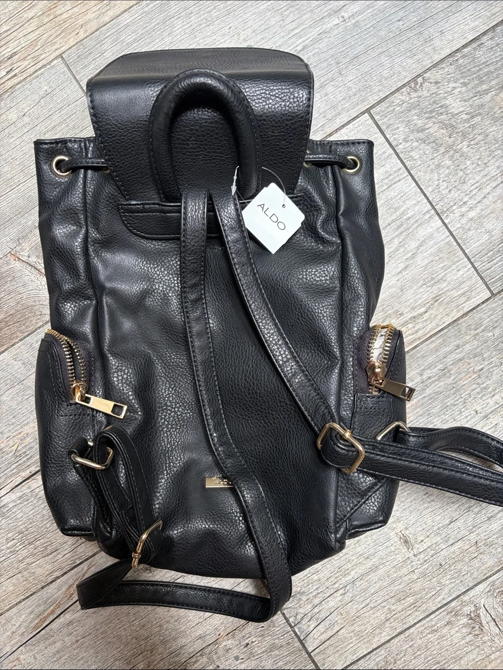 Aldo Black Leather Backpack